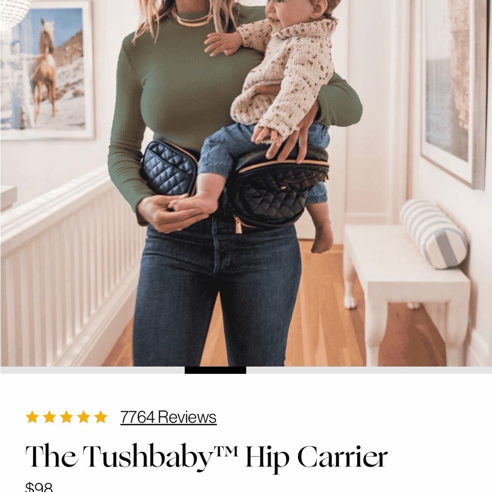 The Tushbaby Quilted Black Leather Hip Pack Carrier -slightly used
